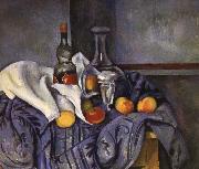 Paul Cezanne and fruit still life of wine painting